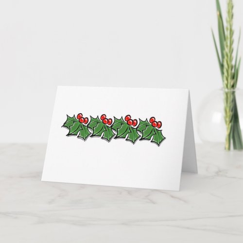 Holly Leaves Holly berries Christmas wreath  Holiday Card