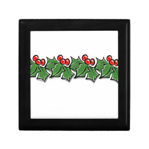 Holly Leaves, Holly berries, Christmas wreath Jewelry Box