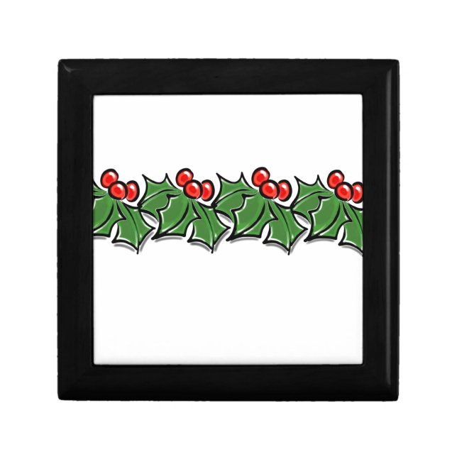 Holly Leaves, Holly berries, Christmas wreath  Jewelry Box (Front)