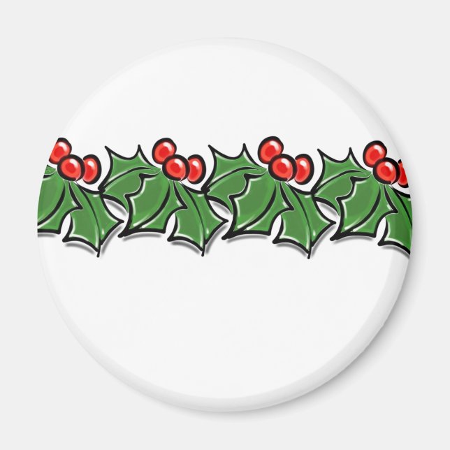 Holly Leaves, Holly berries, Christmas wreath  Magnet (Front)