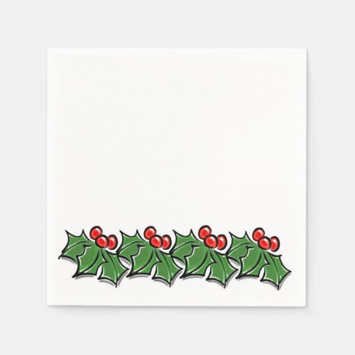 Holly Leaves Holly berries Christmas wreath  Napkins