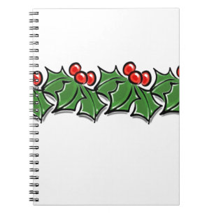 Holly Leaves, Holly berries, Christmas wreath  Notebook