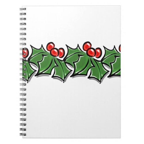 Holly Leaves Holly berries Christmas wreath  Notebook