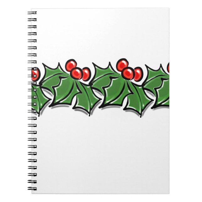 Holly Leaves, Holly berries, Christmas wreath  Notebook (Front)