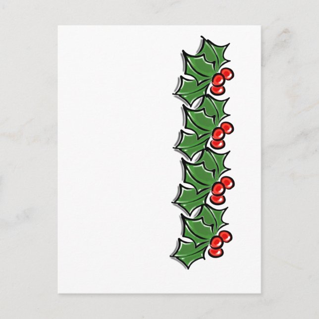 Holly Leaves, Holly berries, Christmas wreath  Postcard (Front)