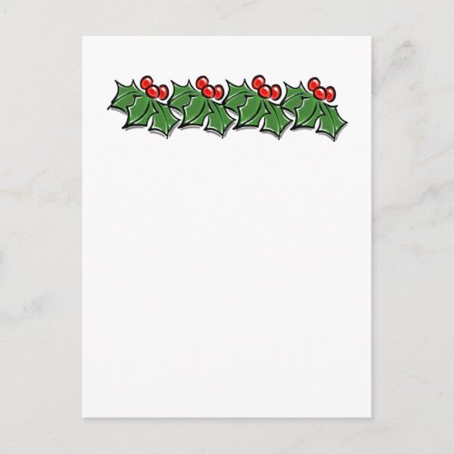 Holly Leaves Holly berries Christmas wreath  Postcard