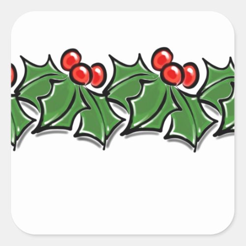 Holly Leaves Holly berries Christmas wreath  Square Sticker