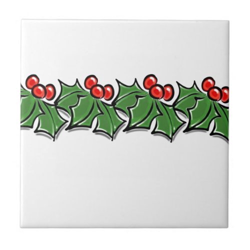 Holly Leaves Holly berries Christmas wreath  Tile