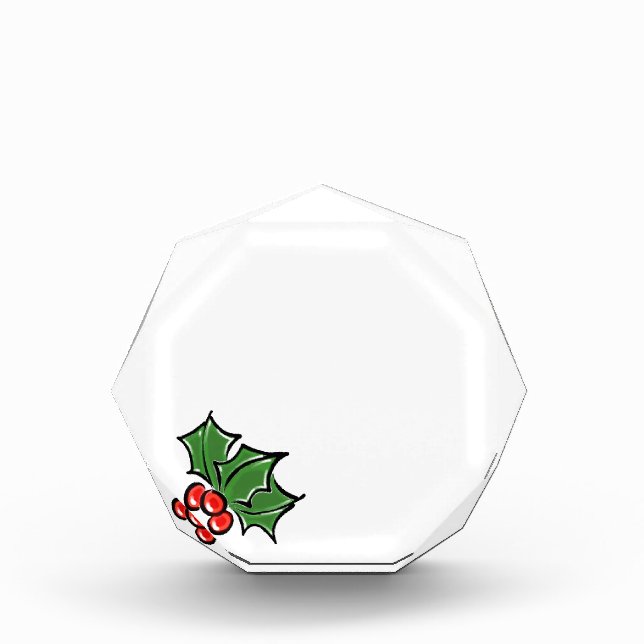 Holly Leaves, Holly berries, fun holiday botanical Acrylic Award (Front)
