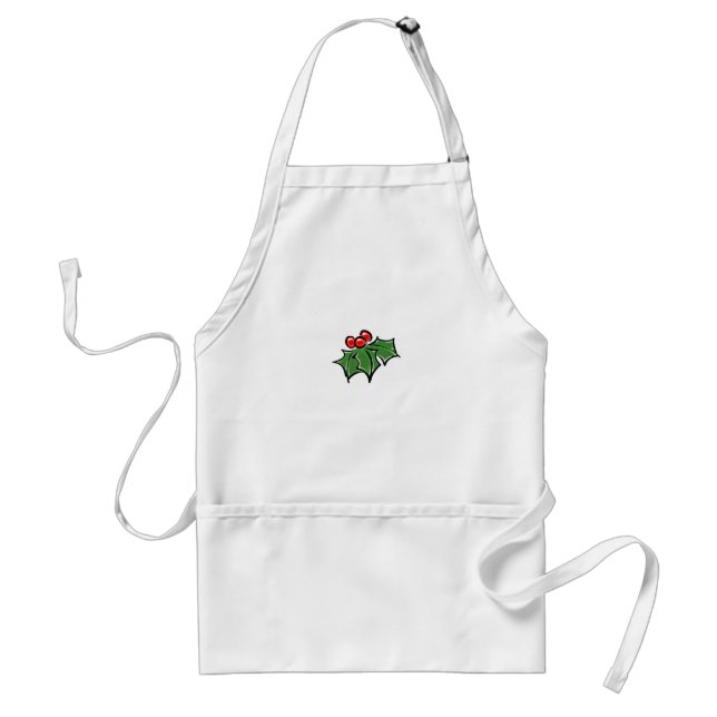 Holly Leaves, Holly berries, fun holiday botanical Adult Apron (Front)