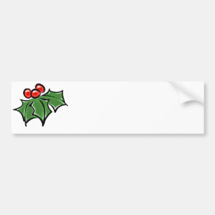 Holly Leaves, Holly berries, fun holiday botanical Bumper Sticker