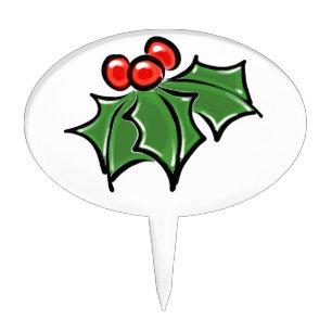 Holly Leaves, Holly berries, fun holiday botanical Cake Topper