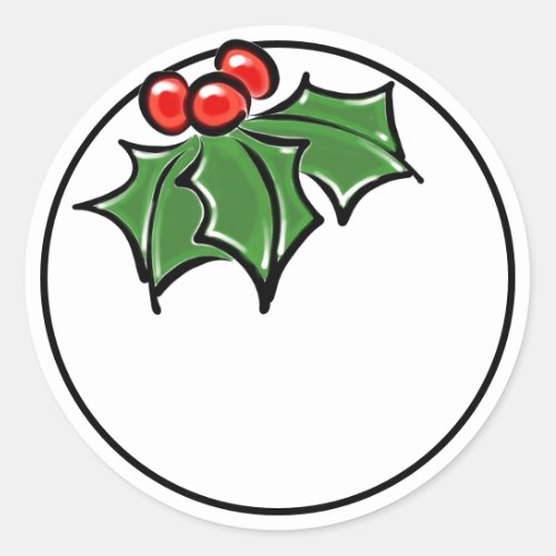 Holly Leaves Holly berries fun holiday botanical Classic Round Sticker