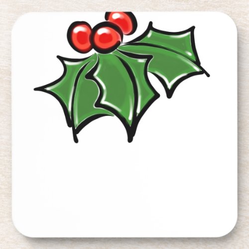 Holly Leaves Holly berries fun holiday botanical Coaster