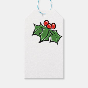 Holly Leaves, Holly berries, fun holiday botanical Gift Tags