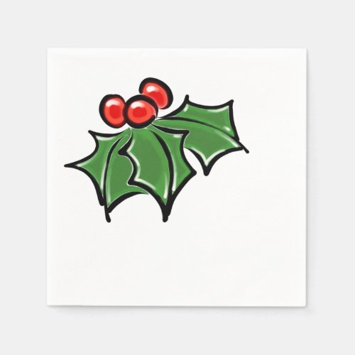 Holly Leaves Holly berries fun holiday botanical Napkins