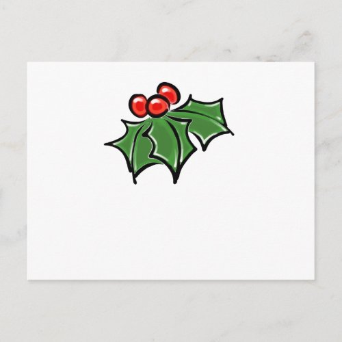 Holly Leaves Holly berries fun holiday botanical Postcard