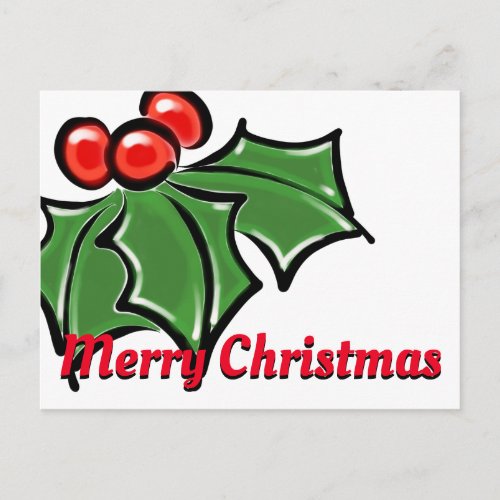 Holly Leaves Holly berries fun holiday design Postcard