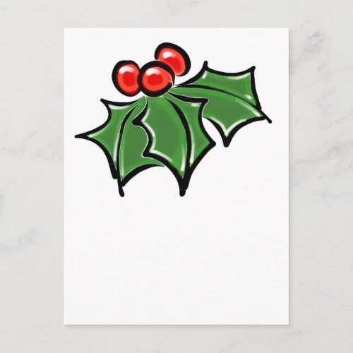 Holly Leaves Holly berries fun holiday pattern Postcard