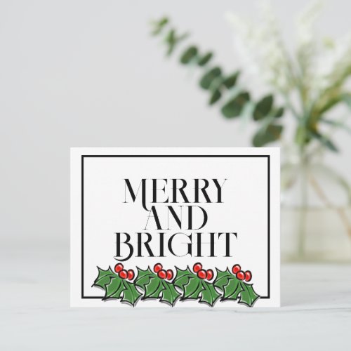 Holly Leaves Holly berries fun holiday  Postcard