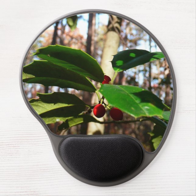 Holly Leaves I Holiday Botanical Gel Mouse Pad (Front)