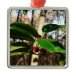 Holly Leaves I Holiday Botanical Metal Ornament