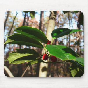 Holly Leaves I Holiday Botanical Mouse Pad
