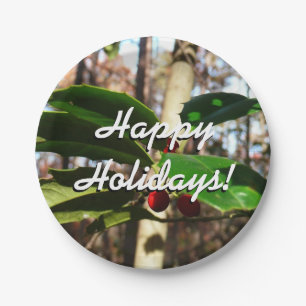 Holly Leaves I Holiday Botanical Paper Plates