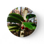 Holly Leaves I Holiday Botanical Pinback Button