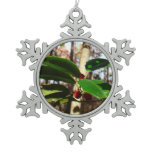 Holly Leaves I Holiday Botanical Snowflake Pewter Christmas Ornament