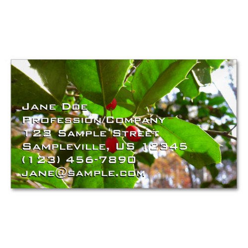Holly Leaves II Holiday Nature Botanical Business Card Magnet