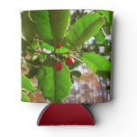 Holly Leaves II Holiday Nature Botanical Can Cooler