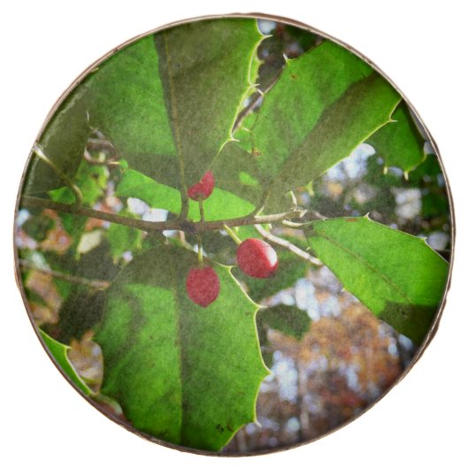 Holly Leaves II Holiday Nature Botanical Chocolate Covered Oreo (Front)