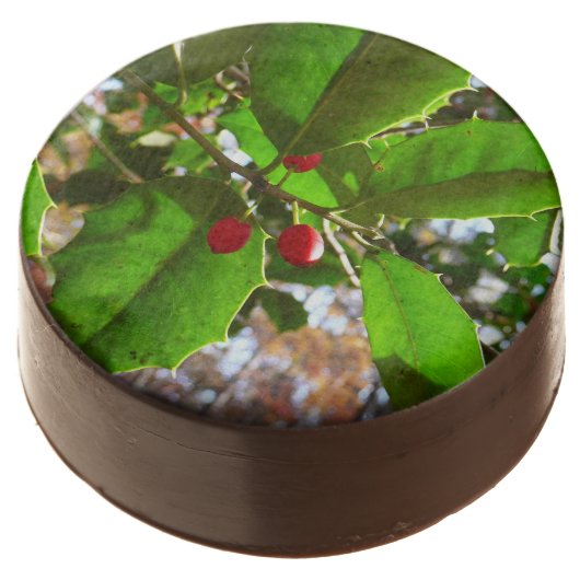 Holly Leaves II Holiday Nature Botanical Chocolate Covered Oreo (Angled)