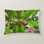 Holly Leaves II Holiday Nature Botanical Decorative Pillow