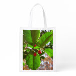 Holly Leaves II Holiday Nature Botanical Grocery Bag