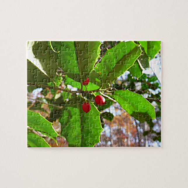 Holly Leaves II Holiday Nature Botanical Jigsaw Puzzle (Horizontal)