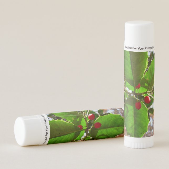 Holly Leaves II Holiday Nature Botanical Lip Balm (Front)