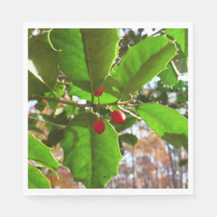Holly Leaves II Holiday Nature Botanical Napkins