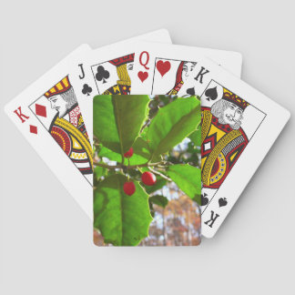 Holly Leaves II Holiday Nature Botanical Poker Cards