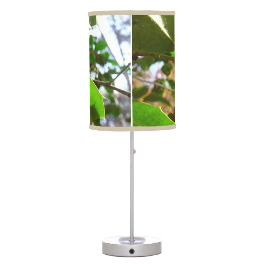 Holly Leaves II Holiday Nature Botanical Table Lamp (Back)