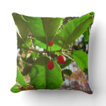 Holly Leaves II Holiday Nature Botanical Throw Pillow