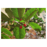 Holly Leaves II Holiday Nature Botanical Wood Poster