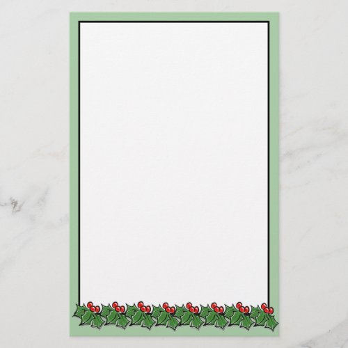 Holly Leaves  red berries  holiday gift Stationery
