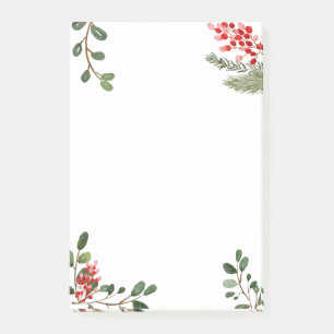 Holly Leaves Red Berry Holiday Christmas Post-it Notes