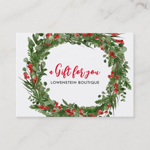 Holly Leaves Red Berry Wreath Gift Certificate