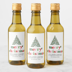 Holly Merry & Bright Christmas Wine Label