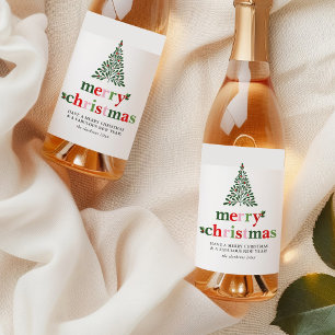 Holly Merry & Bright Christmas Wine Label