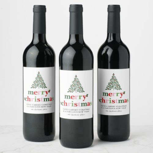 Holly Merry  Bright Christmas Wine Label