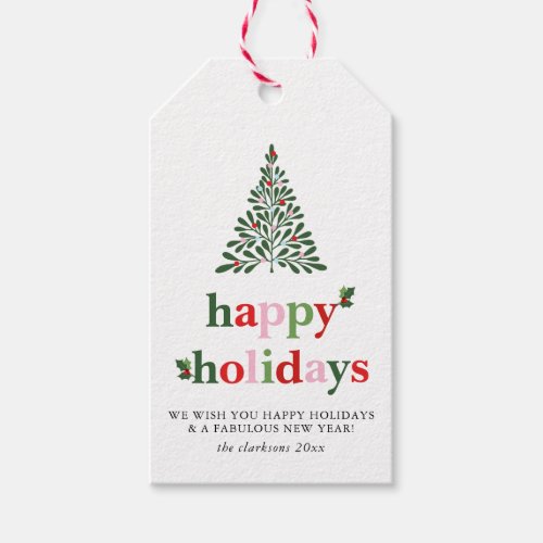Holly Merry  Bright Holiday Card Gift Tags